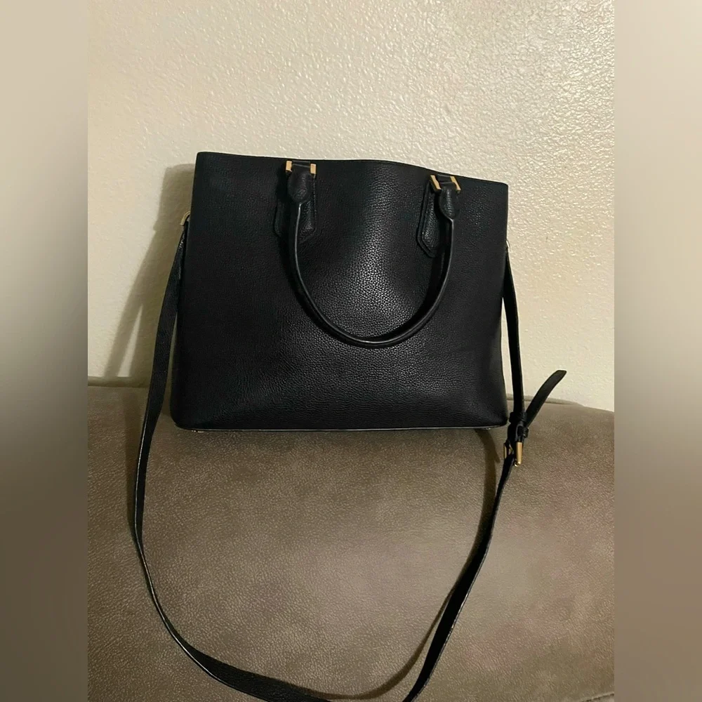 MICHAEL KORS Black Adele Large Leather Satchel Handbag MSRP $368 - Picture 2 of 5